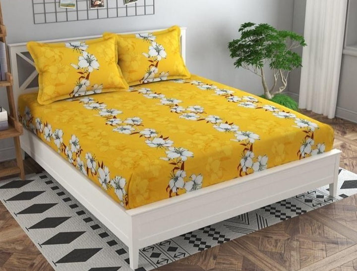 Elastic Fitted Bedsheet - Yellow Floral