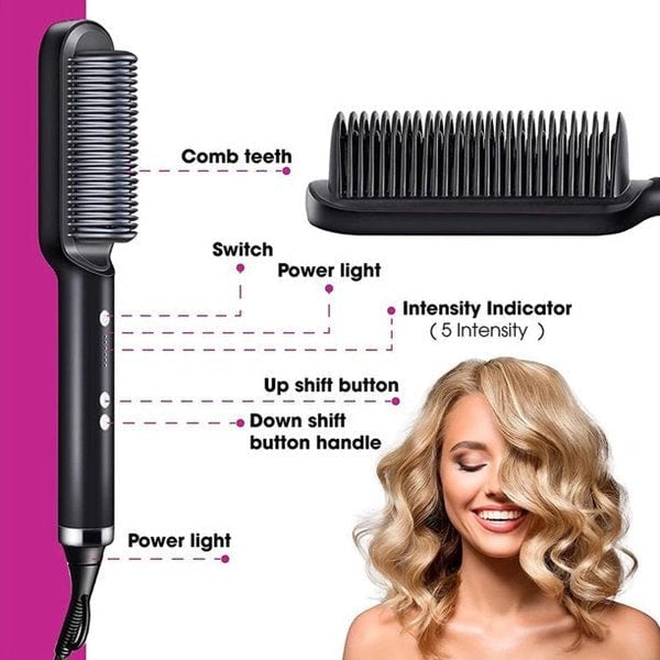 2 in 1 Hair Straightener and Styling Comb with Negative Ion Technology