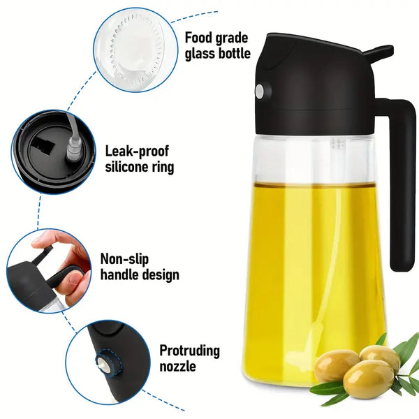 2-in-1 Glass Oil Dispenser and Sprayer