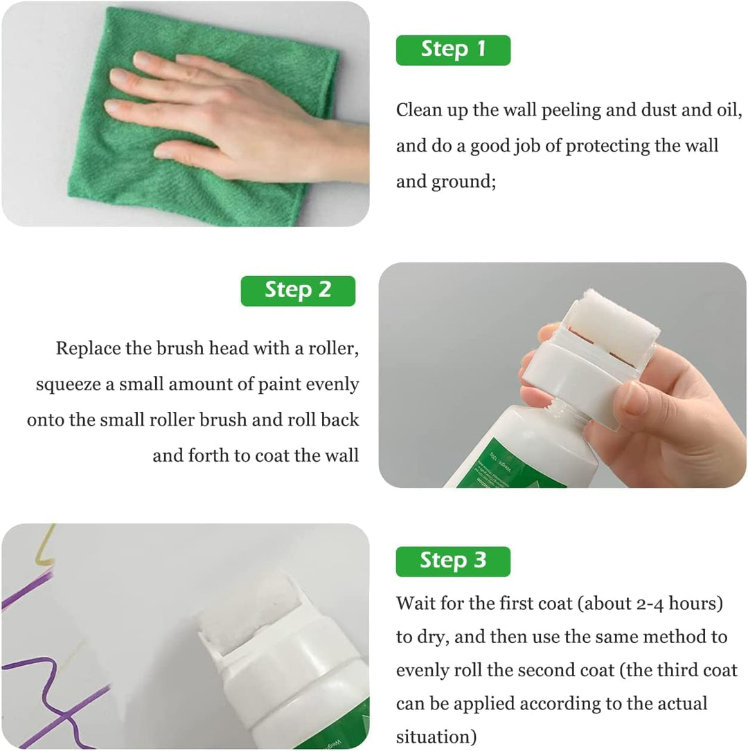 Wall Paint Repair Paste with Roller - White Color