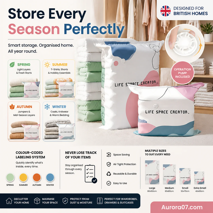 🧳Vacuum Storage Bags – Press &amp; Seal (PACK OF 5)