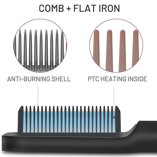 2 in 1 Hair Straightener and Styling Comb with Negative Ion Technology