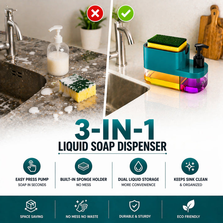 🧼 3-in-1 Liquid Soap Dispenser |(Buy 1 Get 1 Free)