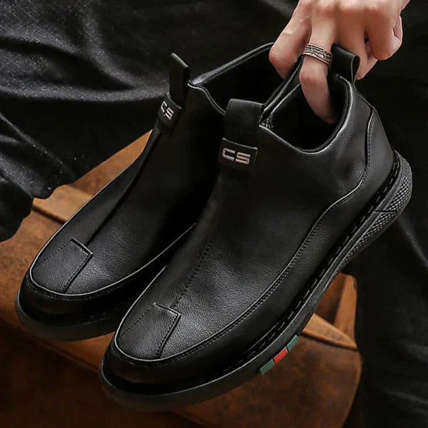 Black Zip Casual Leather Shoes for Men