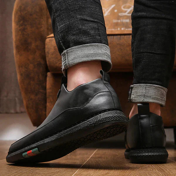 Black Zip Casual Leather Shoes for Men