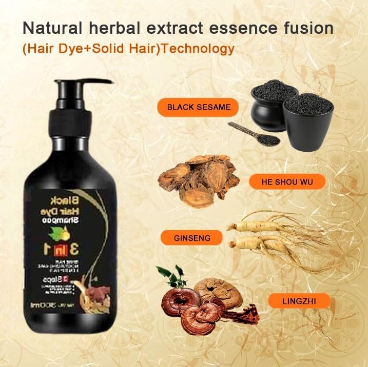 3 in 1 Black Hair Herbal Shampoo (Buy 1 Get 1 Free)
