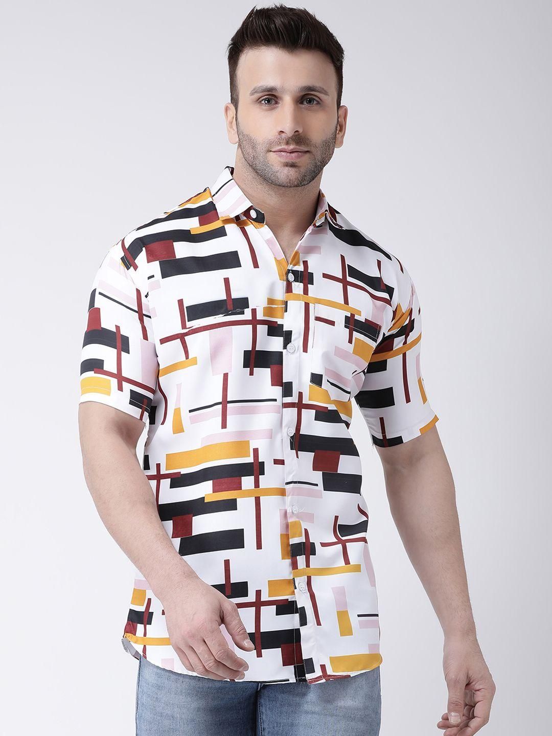 Printed Cotton Shirt - White Abstract