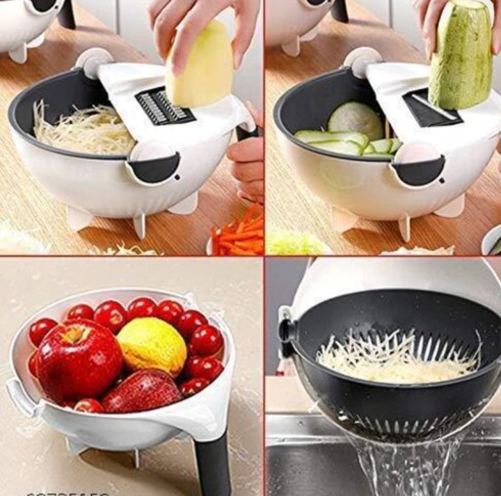 9 in 1 Vegetable Cutter with Drain Basket
