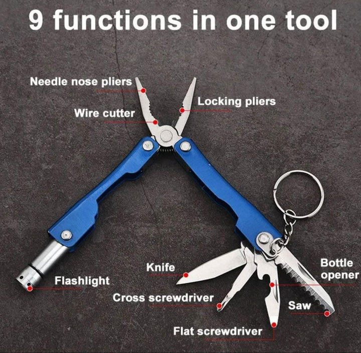 9 in 1 Multi Functional Hand Piler Tool Keychain