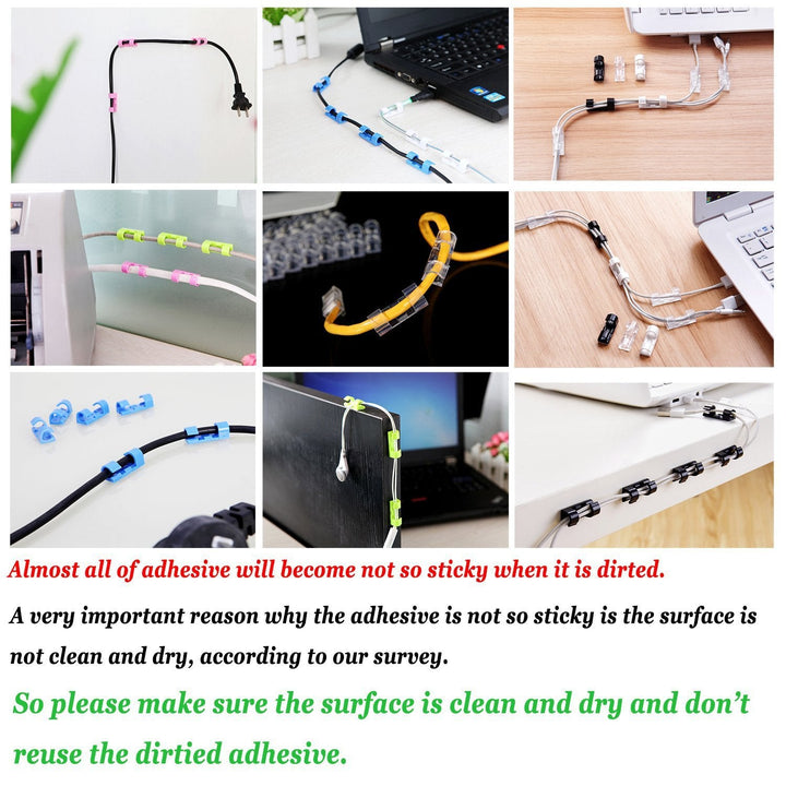 Self-Adhesive Cable Clips Organizer - 20 Pcs