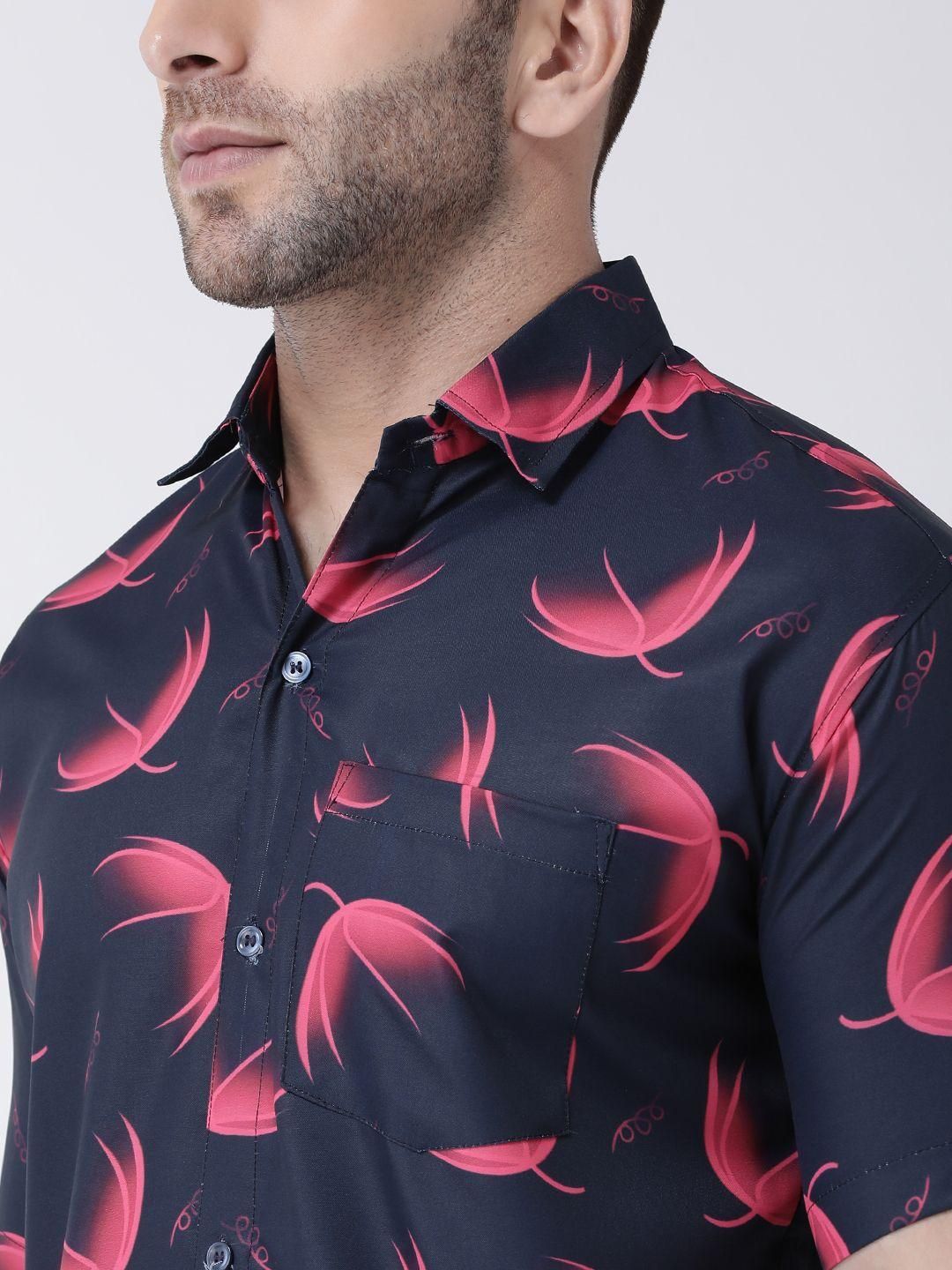 Printed Cotton Shirt - Blue Feather